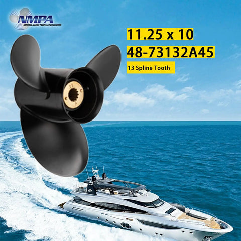 OEM Aluminum Outboard Propeller For Mercury Engines 30 60HP Right Hand Rotation Ten And A Half Diameter Thirteen Pitch Three Blade Gearcase Thirteen Spline