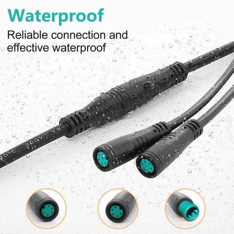 Waterproof Y Splitter Extension Wire with Julet Type 5pin Connector for bike headlight, showcasing 7 inch length and 2 3 4 5 pin options