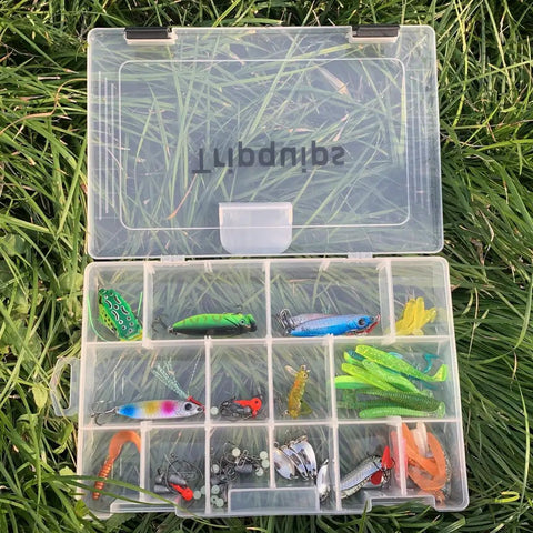 Durable 3600 Tackle Trays With Adjustable Removable Dividers BPA Free Plastic Fishing Storage Organizer Box Pack Of 4 on grass