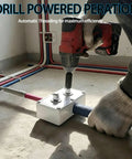 Person using a Professional Automatic Wire Puller And Cable Threader For Conduit with a drill for efficient electrical installation.