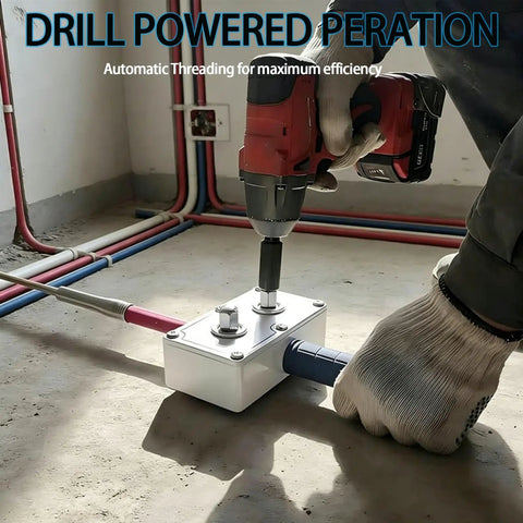 Person using a Professional Automatic Wire Puller And Cable Threader For Conduit with a drill for efficient electrical installation.