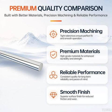 Premium quality comparison infographic for Precision 8mm Linear Motion Rods Shaft Guide Rail with precision machined details.