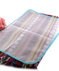 Protective Ironing Pad For Steam Irons 23 By 15 Inches Two Pack Durable Washable Polyester Mesh Shield laying on patterned fabric
