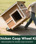 Person moving chicken coop with Chicken Coop Wheels Kit 2 Pack 4 Inch Caster Wheels With Lifting Handle For Easy Movement