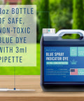 MapleField Blue Spray Indicator Dye, 8 oz bottle with pipette for lawn sprayers