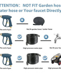 Diagram showing High Pressure Washer Gun 3000 PSI Max Short Spray Wand with M22 14 Quick Connector not fitting garden hose or faucet directly.