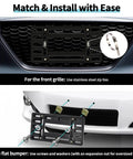 Universal Front License Plate Bracket Holder No Drill Mount Kit for Cars and Trucks 12 by 6 inch frame installation examples