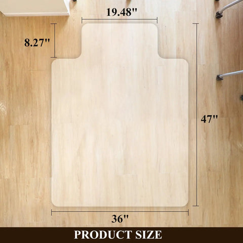 Office Chair Mat for Hardwood Floors 36x47 Heavy Duty Desk Chair Floor Protector Easy Clean Non Slip PVC Mat dimensions view