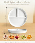 Ceramic Portion Control Plate For Weight Loss With Three Compartments 9 Inch Divided Plate For Adults, side view shown.