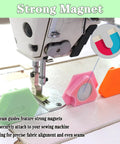 3PCS Magnetic Seam Guide For Sewing Machine, Multifunctional Polygonal Hemmer Guide With Scale attached to needle plate