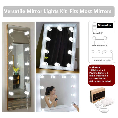 LED Vanity Mirror Lights Kit With Dimmer For Makeup Vanity Set 13.5 Foot Plug In Lighting Strip Non Flicker 1200 Lumens Daylight
