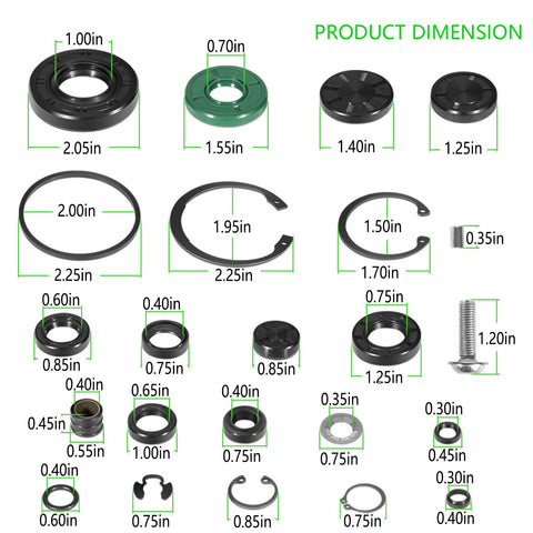 Transmission Seal Kit For ZT Series Lawn Tractors ZT 2800 ZT 3100 ZT 3400 Rebuild Ready Fits Hydro Gear 72994 71410 73107 dimensions