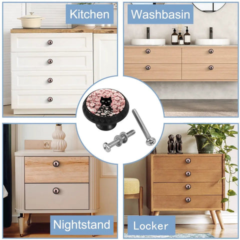 4 Pack Killer Look Pink Daisy And Kitty Crystal Glass Cabinet Knobs Built Tough For Kitchen Cupboards And Super Smooth Dresser Drawer Pulls with screws.