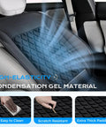 Chill Out Behind The Wheel With This Universal Fit Ventilated Car Seat Cover Packing Quick Three Speed Cooling Fans And Super Breezy Leather Mesh That Keeps You Crisp And Comfy All Summer Long, showing gel material and ventilation details.