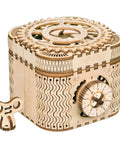 3D Wooden Gear Puzzle Box For Adults And Teens 14 And Up, laser-cut plywood treasure box with key and dial