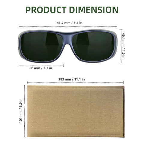 Kickass Shade 8 Welding Glasses With Wrap Around Frame For Laser Hair Removal And Shop Work Featuring Anti Scratch Coating dimensions 5.6x2.2 in