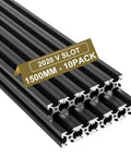 V Slot Aluminum Extrusion European Standard 2020 Series 1500 mm Anodized Linear Rail 10 pcs in black stacked view