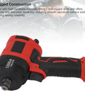 Heavy Duty Pneumatic Air Impact Wrench With Half Inch Drive Delivering One Thousand Two Hundred Nm Torque And Ten Thousand Rpm Spin In A Slick Lightweight Composite Shell with rugged construction and grip.