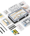 Electronic Component Kit With Resistors Capacitors Inductors Diodes Transistors Potentiometers ICs LEDs PCBs And LCR Tester 2200 Piece Assortment