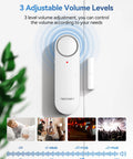 2 In 1 Door Alarm And Window Sensor Chime Set For Kid Safety And Home Security With 3 Level Volume Easy Switch Between Alarm And Doorbell Works On Doors And Windows Ideal For Garages And Apartments 3 Pack, white