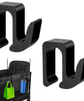 Black multipurpose side hooks for Wonderfold Wagon W4, 2 pack, holding a green bag and blue bottle, durable wagon accessories.
