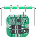 Pack Of Four Heavy Duty Bms For 18650 Lithium Ion Cells With Dead Simple Plug And Play Wiring And Built Tough Short Circuit Safety Protection And Smooth Automatic Balancing circuit board close-up, showing connections and components.