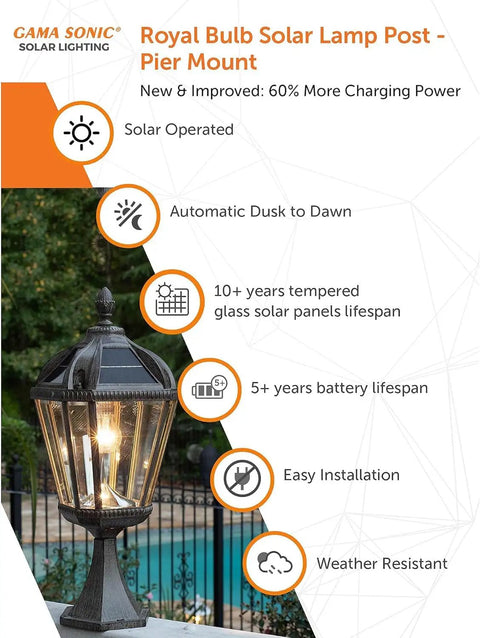 Baytown Solar Outdoor Light With Pole Pier And Wall Mount Kit Easy Sun Powered LED Warm Bright White Light Black Finish in garden