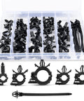 60 Piece Automotive Wire Loom Routing Clip Kit With Universal Wiring Harness Clips In 6 Sizes, Replacement Car Cable Ties