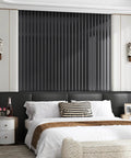 Hella Sleek Black Metallic Stripe Wall Panels With Self Adhesive Backing And Sound Absorbing Foam For Real Home Decor