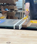 Adjustable Magnetic Featherboard For Table Saws And Router Tables Locks Stock Dead Tight Against Fence during woodworking.