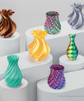 Display of vases printed with Silk Copper PLA Filament 1.75mm, 1kg Spool For 3D Printers, High Dimensional Accuracy 0.02mm