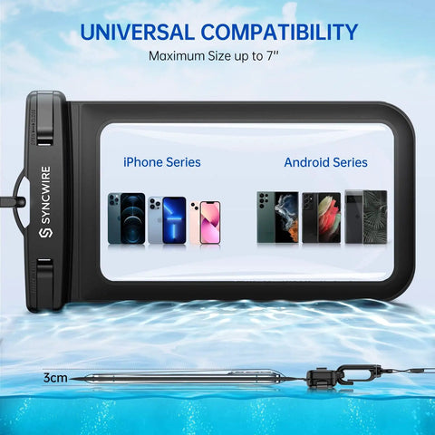 Keep It Dry No Stress Totally Waterproof Phone Pouch 2 Pack IPX8 Certified with universal compatibility for phones up to 7 inches.