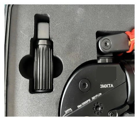 Professional Grade Automatic 1 Inch Square Drive Hydraulic Torque Wrench in case with drive accessories.
