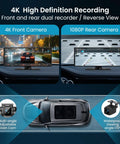 4K front and 1080P rear camera view on Mega 11.5 Inch Wireless CarPlay Screen with Android Auto HD Touchscreen, vehicle dashboard