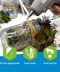 Two Temp Dual Temperature Hot Glue Gun, Full Size, Light Gray, gluing twine on jar with plants for crafts and DIY projects