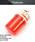 LTE1101J 24V Warning Light Industrial Signal Tower Lamp, red round LED with plastic construction, shown at angle