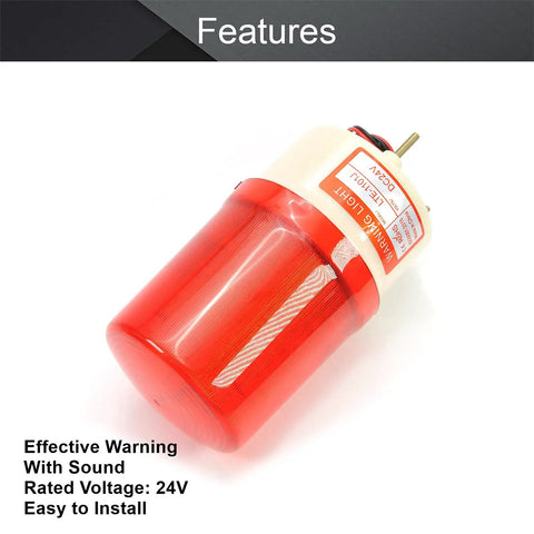 LTE1101J 24V Warning Light Industrial Signal Tower Lamp, red round LED with plastic construction, shown at angle