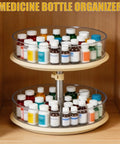2 Tier Lazy Susan Turntable Organizer For Medicine Cabinet And Kitchen Countertop, 11 Inch Clear Rotating Spice Rack with 3 Dividers
