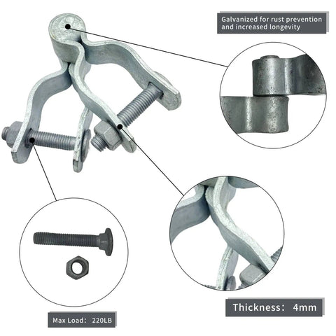 Heavy Duty 1 3/8 Inch Chain Link Fence Gate Post Hinge Set Built Tough Galvanized Carbon Steel 4 Pack For 32mm Pipe Panels