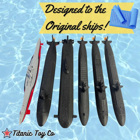 Six 12-Inch Submarine Model Set For Desk Display And Collectors Alike Featuring U-Boat, Sturgeon, Typhoon, Benjamin Franklin