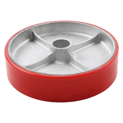 Badass Heavy Duty 8 Inch Industrial Caster Wheel, Silent Polyurethane Tread Rolls No Noise On Any Floor, Non Marking Steel Hub Takes Serious Abuse, No Sweat Bolt On With Included Mounting Bolts, red polyurethane with steel hub