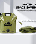 2 Gallon Collapsible Water Container With Spigot And Measurement Scale Portable Foldable Water Jug For Camping RV Hiking And Emergency Prep Space Saving Go To Water Storage Bag displayed on a table.
