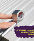 Applying Aluminum Butyl Tape Waterproof Sealing Tape 4 Inch by 16 Feet No Drip Seal For Roof Patch on metal roof.