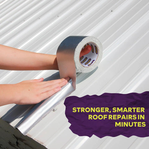 Applying Aluminum Butyl Tape Waterproof Sealing Tape 4 Inch by 16 Feet No Drip Seal For Roof Patch on metal roof.
