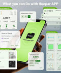 Bluetooth Green Laser Measuring Tool With 395 Ft Range S120-G-BT, No Fuss Smart App Control For Quick Measurements, Instant Phone Sync, Group Data Access, Annotated Photos, And Easy Sketching. Phone app screens