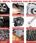 Image showing various uses of Heavy Duty Thread Locker Adhesive 50Ml Industrial Grade Red Anaerobic Sealant for metal threads.