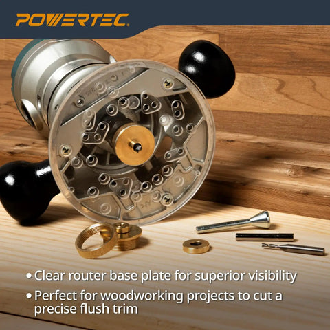 Must Have Router Base Plate Acrylic Five And Three Quarter Inch With Screws And Pre Drilled Holes For Trim And Plunge Routers Pro Grade Durable Clear Guide Bushing Plate Fits Bosch DeWalt Makita Porter Cable And More Model 71381 mounted
