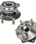 AWD 4-Piece Wheel Bearing Hub Kit For Mitsubishi Lancer 2008-2015 Front And Rear 5-Bolt Hubs With Encoder ABS Includes Driver And Passenger Sides Replacement, front and side view