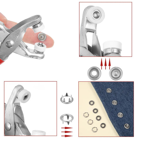 Heavy Duty Snap Fastener Pliers Kit With 100 Snap Buttons For DIY Fabric Sewing Leather Craft And Clothing Repair Easy Press Tool