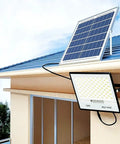 JUDYSSY Solar Street Light Outdoor, Led Solar Motion Sensor Security Flood Lights W/Remote Control & Ip65 Waterproof, solar panel setup.